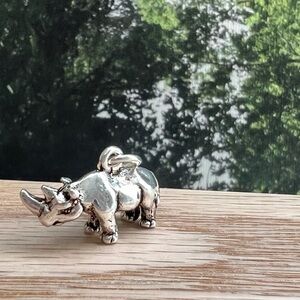 Rhinoceros Charm Pendant – Vintage Sterling Silver NOS